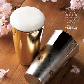 Wahei Freiz Sakura Street ME-7349 Tsubame Sanjo Cherry Blossom Stainless Steel Tumbler, 10.1 fl oz (300 ml), Silver, Heat Retention, Cold Insulation, Double Layer Construction