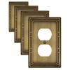 ZILLSEA 4-Pack Antique Brass Outlet Covers, Metal Duplex Wall Plates