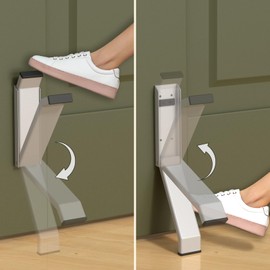 Door Stop, No Drilling Door Stoppers to Keep Door Open, Easy Pedal Kick Down Door Holder, Bottom of Door (White x 1 Pack)