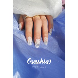 Osesshia Semi Cured Gel Nail Strips, 20 pcs Nail Wraps, Glaze Gel Nail Stickers, Salon Quality French Manicure, Full Decal Gel Polish Strips, Long Lasting SCG, Easy on, UV Required (Ivory Lace)