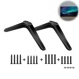 Priaora Universal TV Base Stand with Screws and Instruction, Table Top TV Stand Legs, Black TV Replacement Legs for Most 32 40 49 50 55 Inch Smart TV (K237-1)