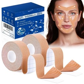 Anti-Wrinkle Tape | Facial Myofascial Lift Tape for Skin Firming, Toning & Tightening | Lift Tape for Face, Neck & Forehead | Smooths Wrinkles, Lifts Skin Anti-Aging Face Patches 2 rolls