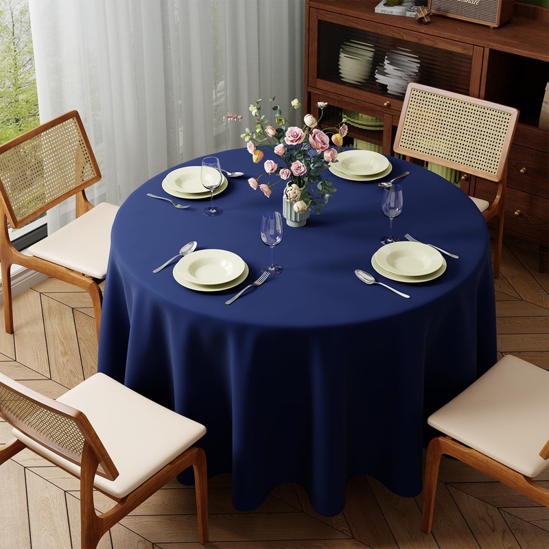 Zdada Blue Round Table Cloth, 274cm/108Inch Large Circular Table Cloths,
