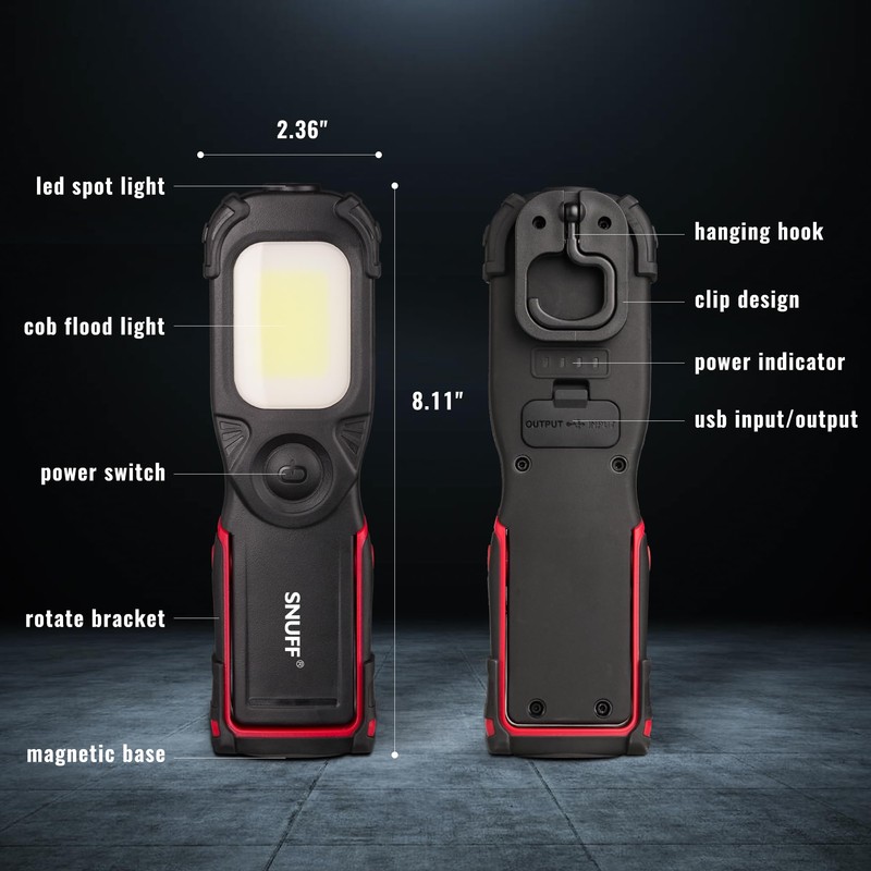 SNUFF Magnetic Work Light Rechargeable, 1000LM LED Work Light with