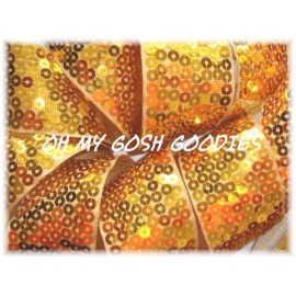 2 1/4 SHINY SEQUIN SPARKLE GLITZ BLING METALLIC RIBBON 4 CHEER HAIRBOW GOLD  5YD