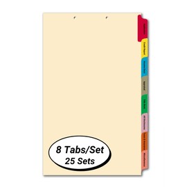 Mortgage Application Index Tabs, Legal Size Divider Inserts for Mortgage Folders, Set of 8 Printed ID Tabs, Loan Organizer for Brokers, Bankers, Lenders, Real Estate Agents, Box of 25 Sets