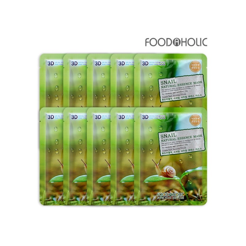 Foodaholic 3D Snail Natural Essence Mask Pack (10 sheets) /