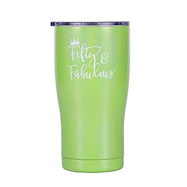 Designer K 50th Birthday Gift Tumbler For Women & Men, Water Bottle Gift For 50th And Fabulous Birthday Celebration