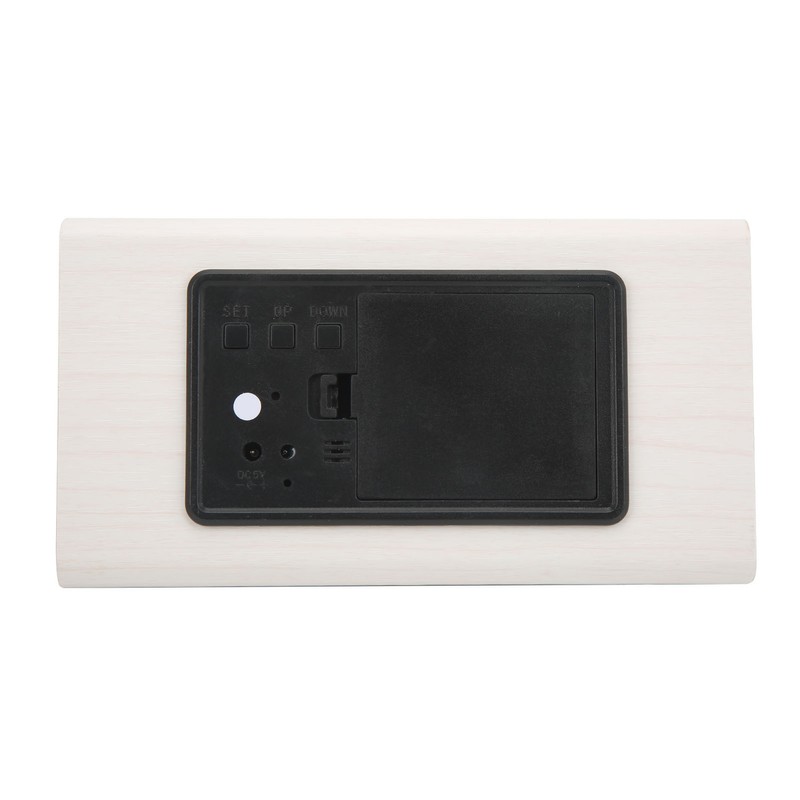 Triangular Wood Clock Adjustable Brightness Sound Control Temperature Display 12/24