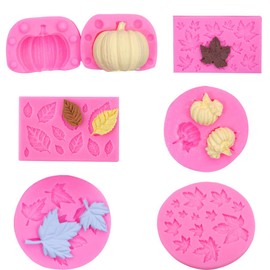 ZOOMPIL Mini Kürbis Silikonform, 3D Kürbis Silikonform, Blätter Silikonform, Ahornblatt Schokoladenformen Mini Kürbis, für Kinder Geburtstagstorte Dekoration Süßigkeiten (6 Stück)