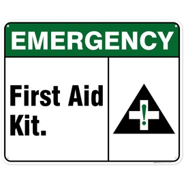 Emergency First Aid Kit Sign, 24x30 Inches, 55 mil thick HDPE (high density polyethylene), Made in USA by My Sign Center