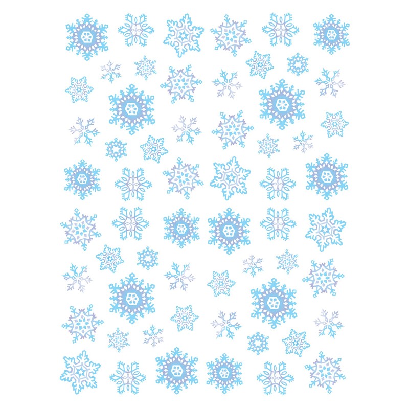 Beistle 4-Sheet Snowflake Stickers, Blue/Grey/White Winter Season Decorations, Snowy Decor