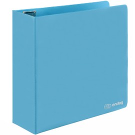 3 Inch Binder 3 Ring Binders Blue, Slant D-Ring 3” Clear View Cover with 2 Inside Pockets, Heavy Duty Colored School Supplies Office and Home Binders – by Enday