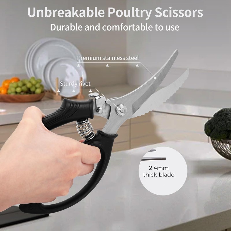 FUZVOL Poultry Shears - Heavy Duty Kitchen Scissors with Safety