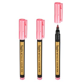 PATIKIL Metallic Marker Pens, 3 Pack Paint Pens Medium Point Colored Markers Art Marker Pen for DIY Craft Photo Album, Pink
