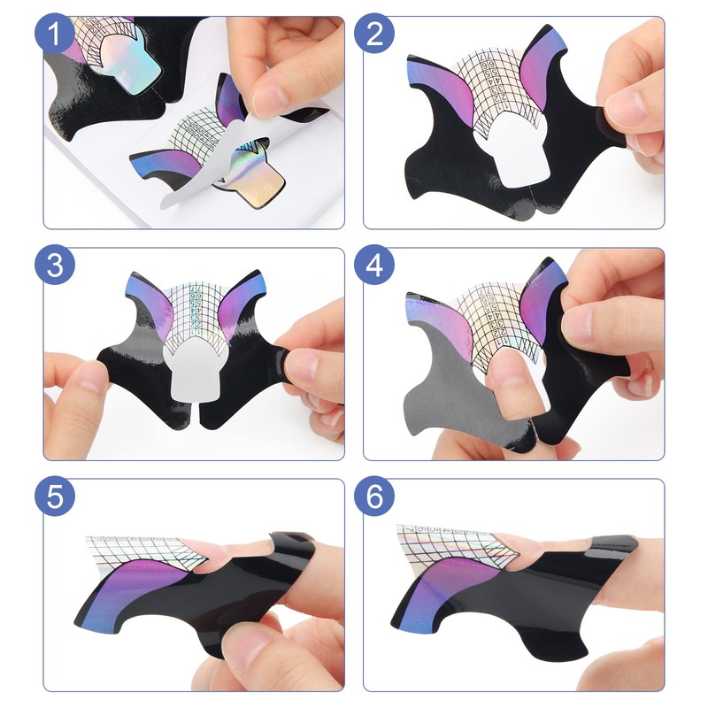 AHIER Nail Forms, 100PCS Acrylic Swallow Self Adhesive Gel Nail