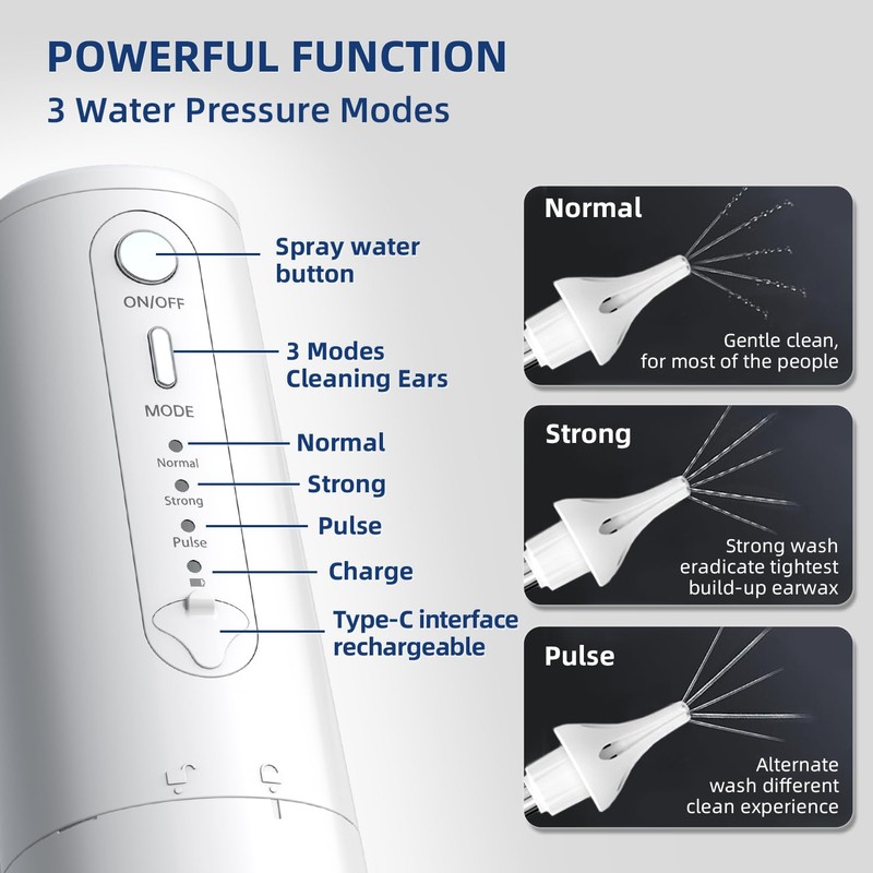 Electric Ear Wax Removal Water Powered Ear Cleaner with 6