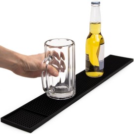 24" x 4" Rubber Bar Top Spill Mat | Professional Bartender's Essential Non-Slip Drink Cocktail Mixing Service Mat for Industrial and Home Kitchen Counters (Blue, 1)