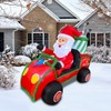 BLOWOUT FUN 6ft Length Inflatable Christmas Golf Cart with Santa