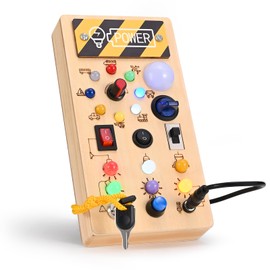 Ovshnrr Montessori Busy Board, LED Light Switch Toy - Motor Skills Board - Sensory Activity Board for Toddlers Aged 1 2 3 Years