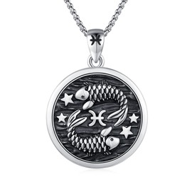 REDSUN Constellation Chain, Zodiac Necklace 925 Sterling Silver Constellation Pendant 12 Constellation Oxidised Necklace Jewellery for Women and Girls, Sterling Silver