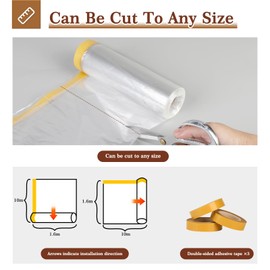 Yotache Window Insulation Kit 1.6m x 10m Long Indoor Window Shrink Film, POF Insulating Shrink Film for Windows, Draught Excluder Waterproof Dust Proof, Transparent