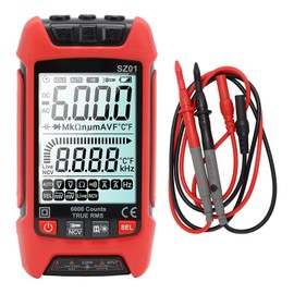 Pssopp Kit de Multímetro Inteligente, Multímetro Digital Multifunción Pantalla Grande Seguro Alta Precisión Prevención de Incendios Modo NCV para el Hogar (Rojo)