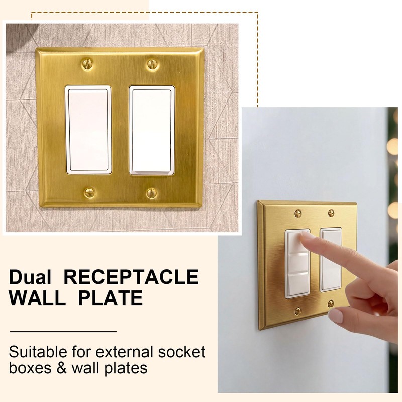 Zonon 4 Pack Gold Outlet Covers 4.6" x 4.6", Double