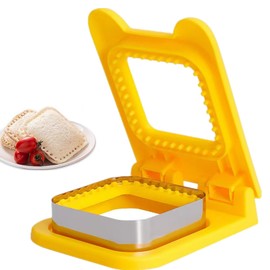 BJAINGEXK Sandwich Slicer and Sealer, Square Pocket Sandwich Maker, Yellow