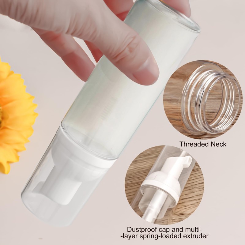 Zuihug 2oz Plastic Foam Pump Bottle, Empty Bottle Travel Foaming