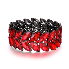 Clearine Marquise Crystal Bracelet Wedding Bridal Rhinestone Stretch Bangle Bracelet Clear Silver Tone, Crystal Metal, Rhinestone