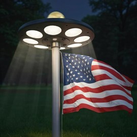 HapToyPet Solar Flag Pole Light | 136 LED Ultra-Bright 15-25 Ft, Auto On/Off Dusk-to-Dawn, Waterproof, Easy Install | 10-12 Hr Runtime