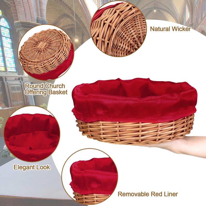Hushee 3 Pack 9.1 Inch Round Offering Baskets for Church
