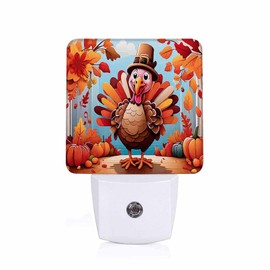 Jahiona LED Night Light Lamp with Smart Sensor Dusk to Dawn Sensor,Cheerful Cartoon Thanksgiving Holiday Turkey Night Light Daylight White,0.5W Plug-into Wall for Adults,Bedroom,Hallway,Kitchen