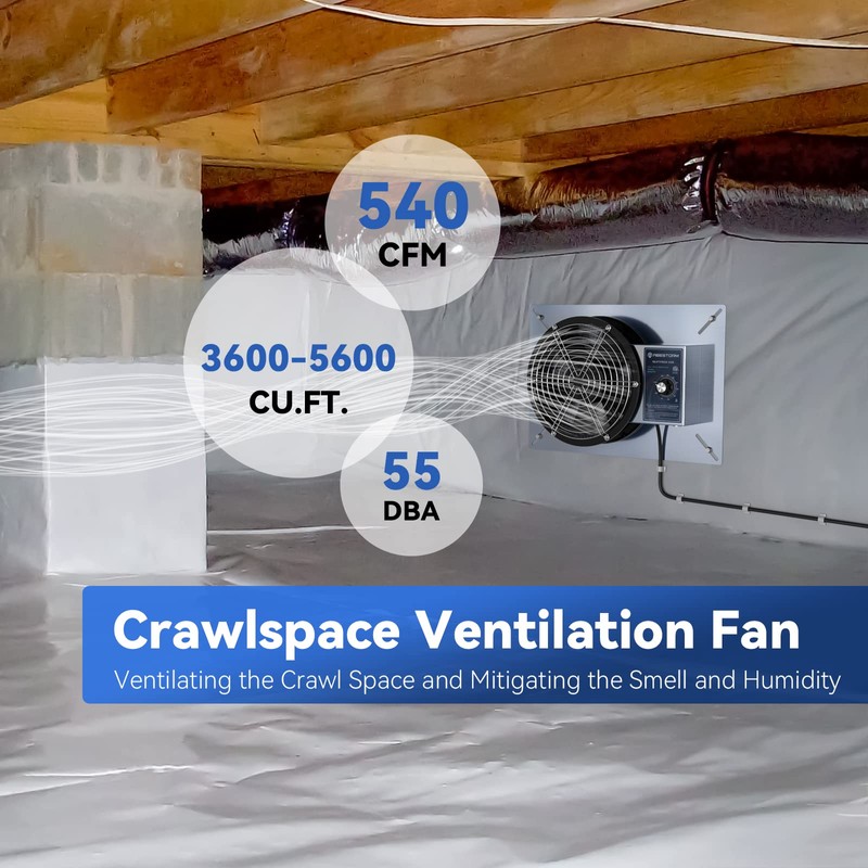 Abestorm 540CFM Crawlspace Ventilation Fans IP-55 Grade Basements Vent Fan