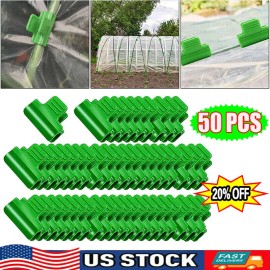 Unbranded 50PC Green Pipe Clamps Stakes Greenhouse Row Cover Netting Film Garden Hoop Clip - 10 PCS