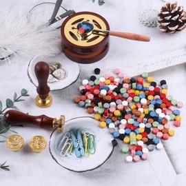 Biutee Sealing Stamp Set, Sealing Wax Set, 24 Colors, 3 Types of Stamps Beginner, Wax Seal, Wax Seal, Letter, Invitation, Blessing, Confession, Wedding, Birthday, Celebration, Decoration, DIY Wax