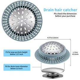 Shower Drain Hair Catcher, Shower Drain Cover, Bathtub Drain Hair Catcher for Pop-Up & Regular Drains