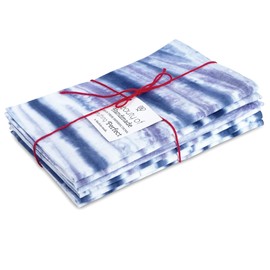Colorful Tie & Dye Dinner cloth Napkins, Vibrant Stunning Effects Premium Quality Cotton Linen Perfect for Parties Dinners Weddings Cocktail Christmas Washable & Reusable 20x20 Tie Dye-INDIGO STRIP