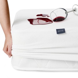 KINNS 100% Pure Cotton Waterproof Mattress Protector Single Bed 190 x 90 cm + 30 cm