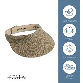 Scala Women's Paper Braid Visor, Toast, One Size