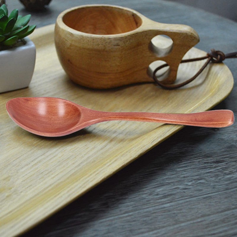 Wooden Spoon, Portable Rice Soup Dessert Spoon Kitchen Utensil for