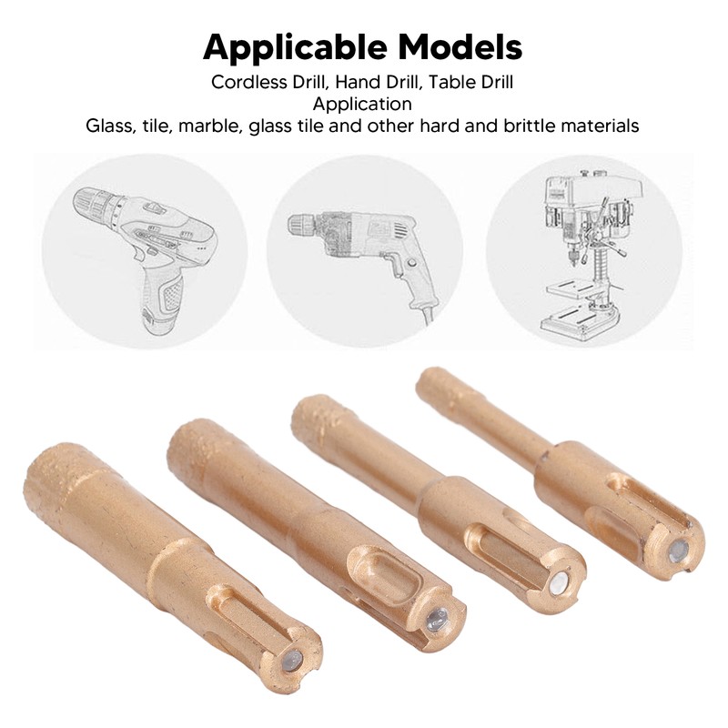 4PCS Brazed Hole Saw Kit Triangle Shank Tile Hole Opener
