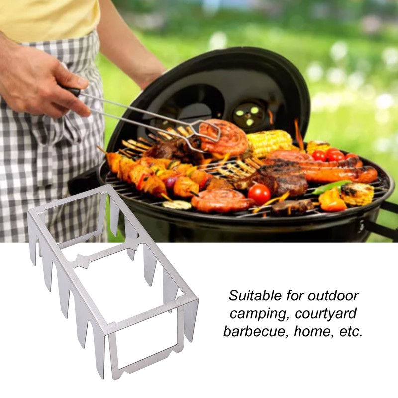 BBQ Skewer Rack Lightweight Portable Sturdy Structure Stainless Steel Wear