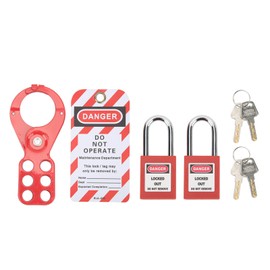 Lockout Tagout Kit, Lockout Hasp Kit Safety Hasp Lock Reusable Safety Hasp Padlock Loto Tag Keys Tamper Proof for Industrial Equipment, Loto Locks Set(1.5in/38mm Shackle)