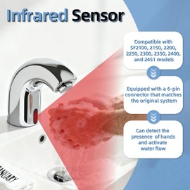 Nereusfwater Faucet Sensor Replacement Kit Compatible with Sloan SFP-41-A SF Series Electronic Faucets, 6-Pin Connector, Fits SF2100/2150/2200/2250/2300/2350/2400/2451 and More, Infrared Repair Part