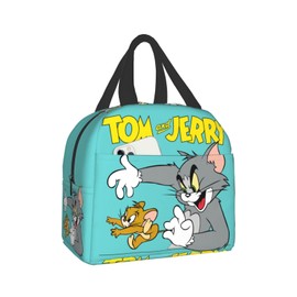 Tom & Jerry Lunch Bag Cold Insulated Zipper Compact Lunch Bag Fashionable Portable Thermal Lunch Bag Cooler Bag Soft Cooler Bag Tote Eco Bag Work School Unisex Handbag Lunch Bag Lunch Box 13cm Width x 22cm Height 20cm
