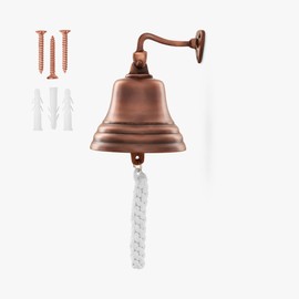 Wall Mounted Bell | Last Orders Bell with Rope Pull | Ideal for Home Bar, Pub, Reception | Classic Nautical Decor | Crisp, Loud Sound | Copper Bell Premium Bar Accessory (4 Inch)