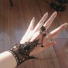 TseenYi Lace Ring Bracelet Crystal Black Ring Hand Chains Lace
