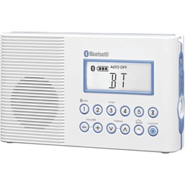 Sangean Bluetooth AM/FM Weather Band Emergency Waterproof Shower Clock Radio with Large Easy to Read LCD Display